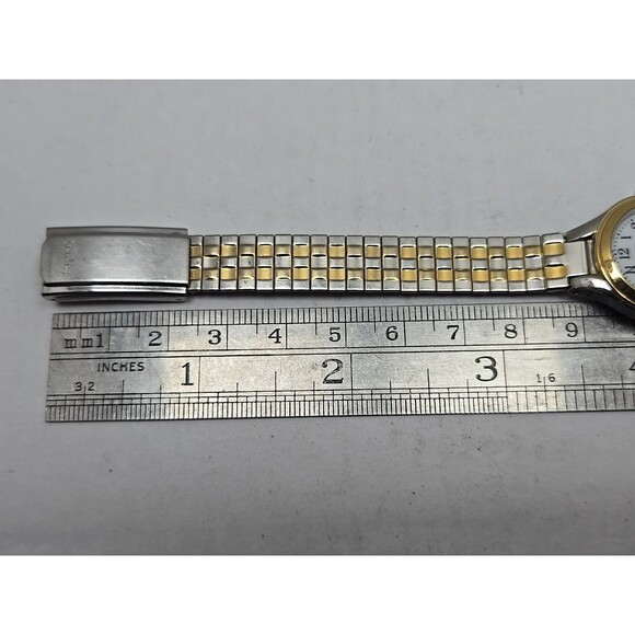 Seiko Solar Watch Womens 22mm Gold Silver Two Tone Dainty Petite V115-0AG0 Runs - Picture 11 of 12